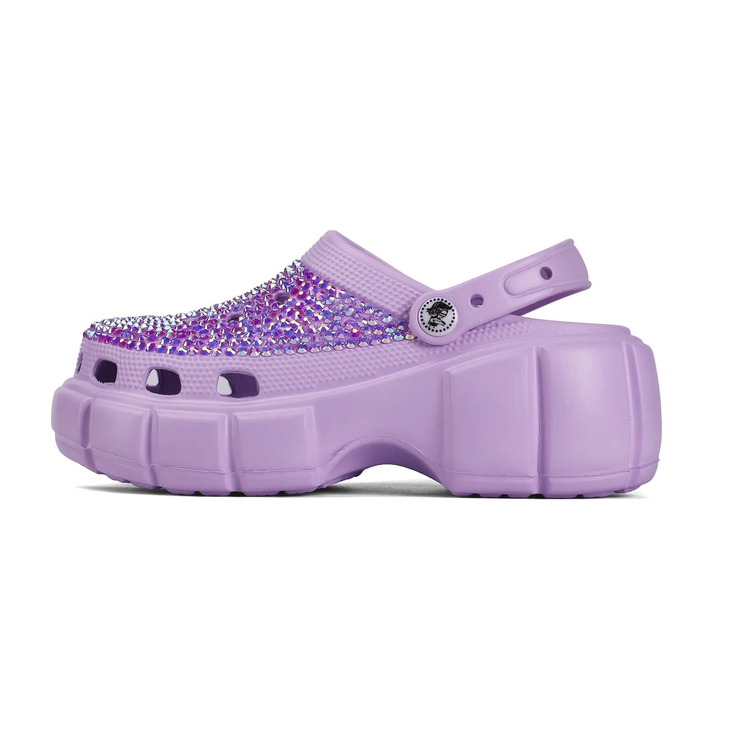 Womens Purple EVA Sole Bling Clogs with Custom Name Logo