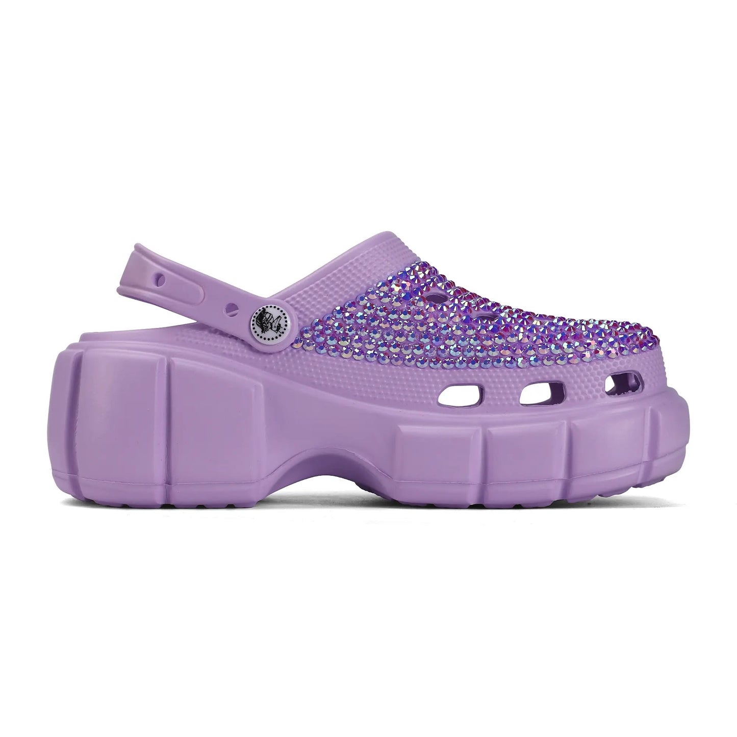 Womens Purple EVA Sole Bling Clogs with Custom Name Logo