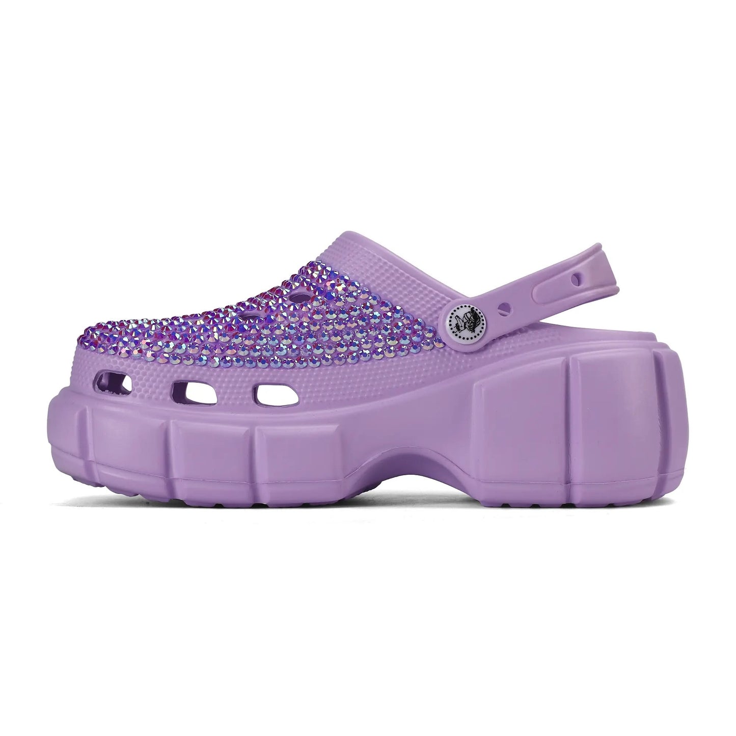 Womens Purple EVA Sole Bling Clogs with Custom Name Logo