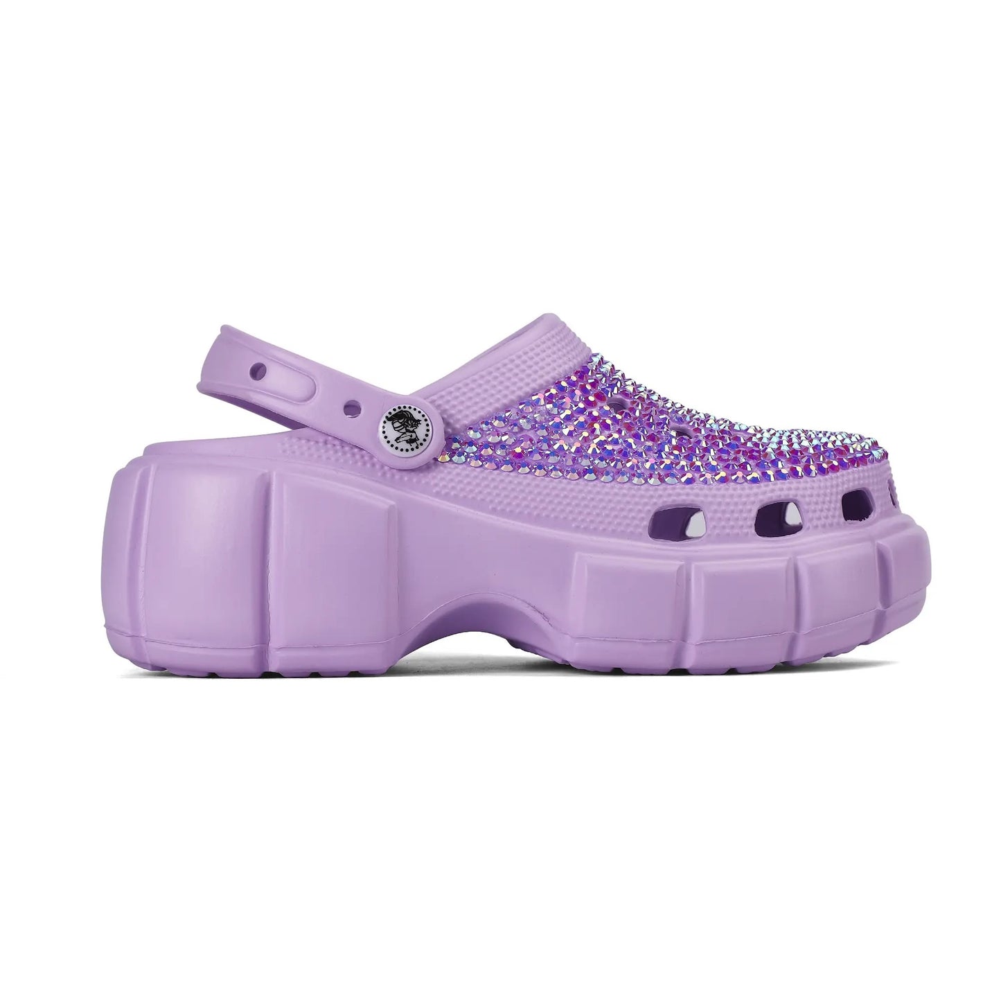 Womens Purple EVA Sole Bling Clogs with Custom Name Logo