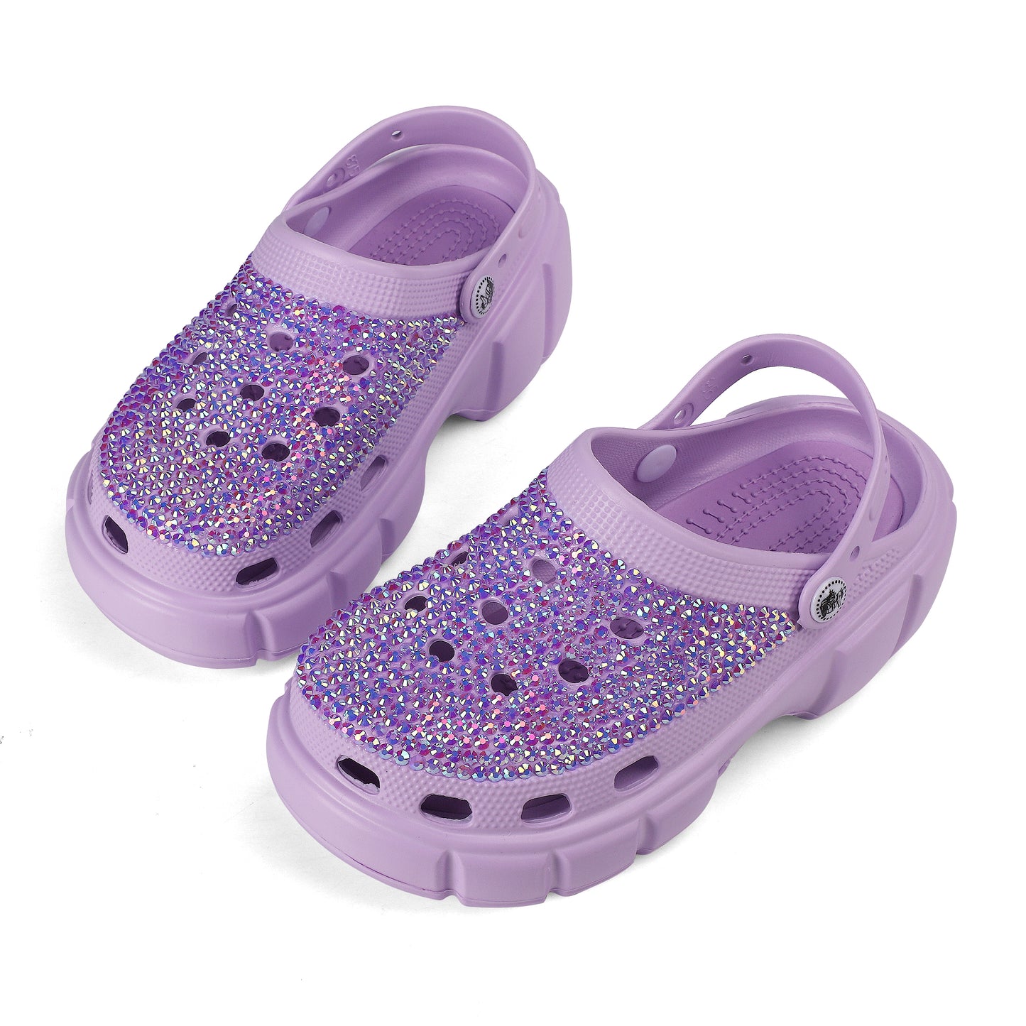 Womens Purple EVA Sole Bling Clogs with Custom Name Logo