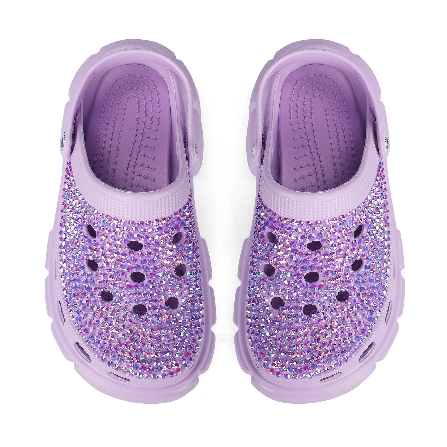 Womens Purple EVA Sole Bling Clogs with Custom Name Logo