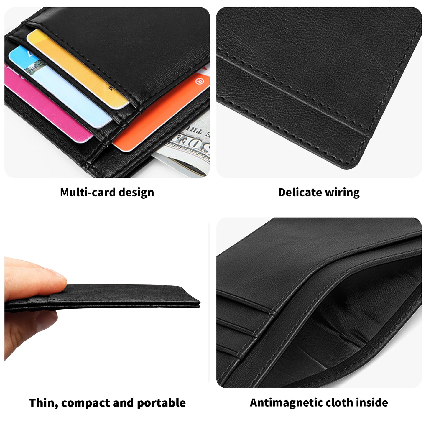 Minimalist Front Pocket for ID Cards Blocking Leather Wallets