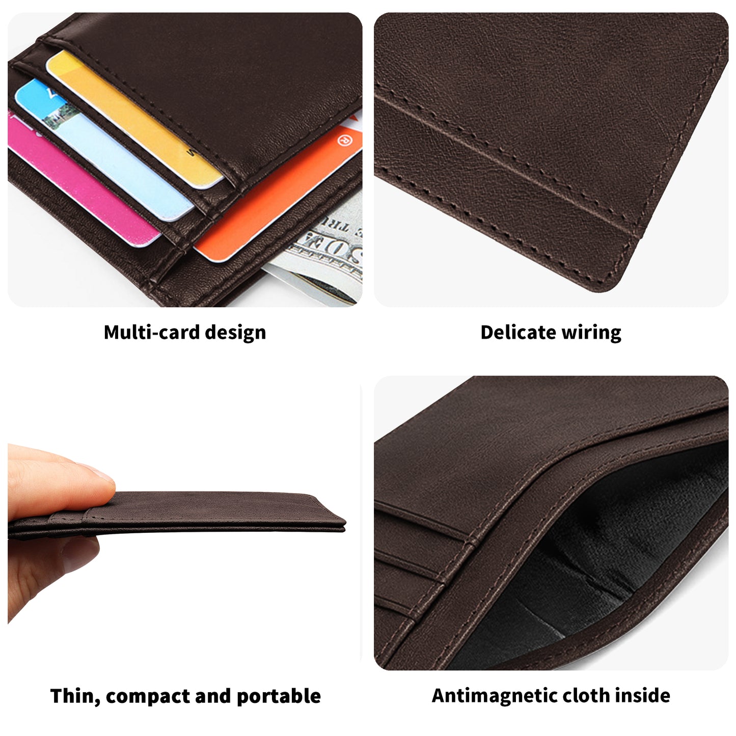 Minimalist Front Pocket for ID Cards Blocking Leather Wallets