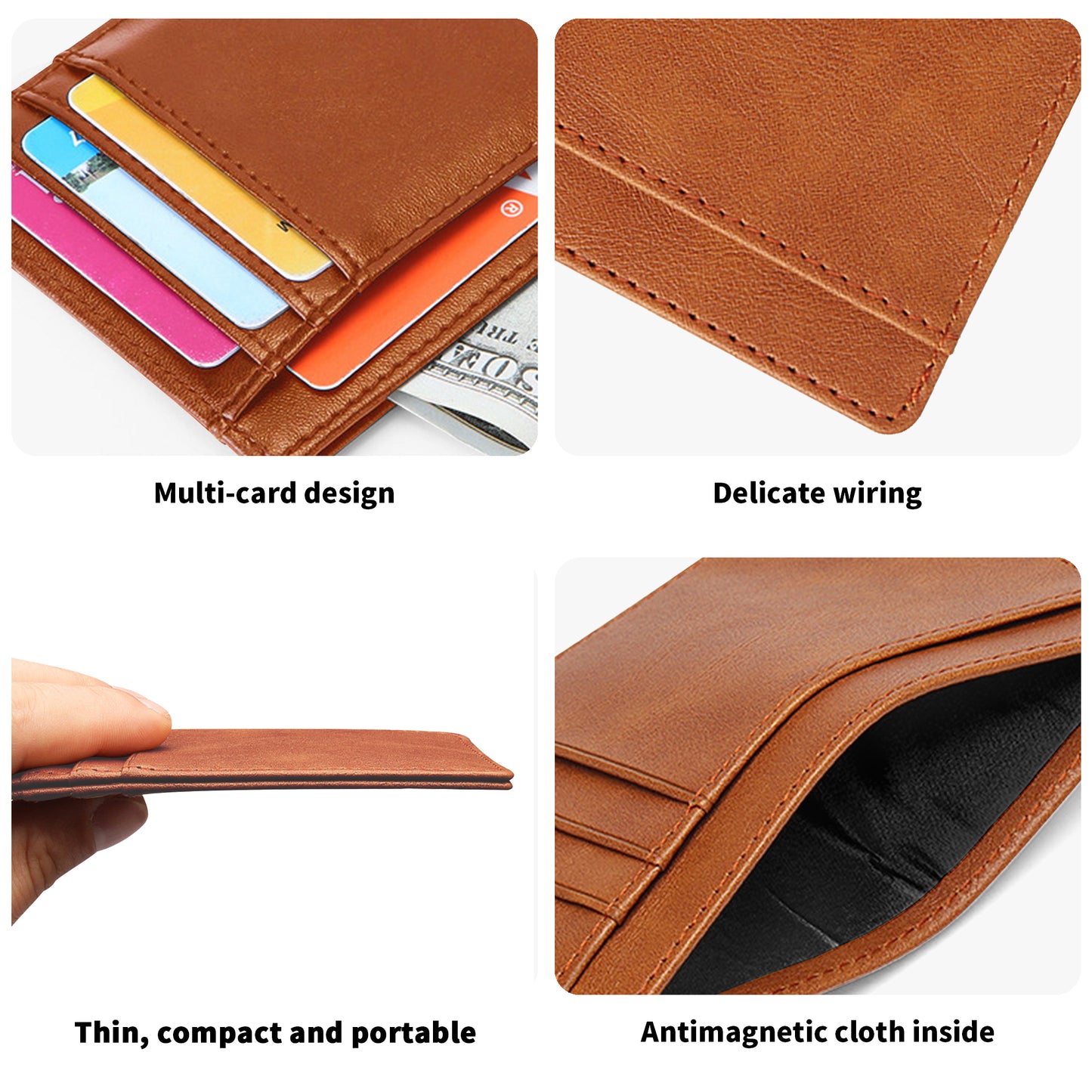 Minimalist Front Pocket for ID Cards Blocking Leather Wallets