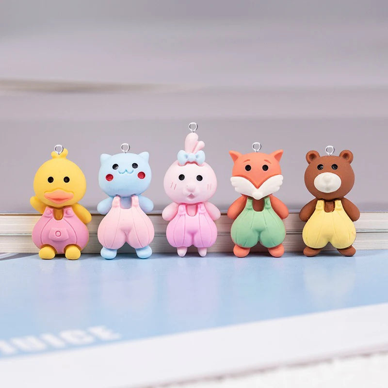 10Pcs Lovely Cow Bear Rabbit Cat Fox Duck Charms Jewelry Making Findings for Necklace Earrings Cute Animals Pendant C666