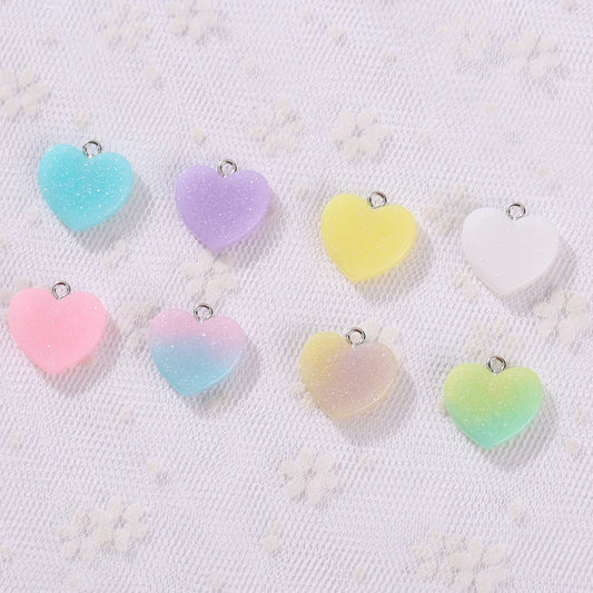 10pcs DIY earring pendant Flatback resin heart charms