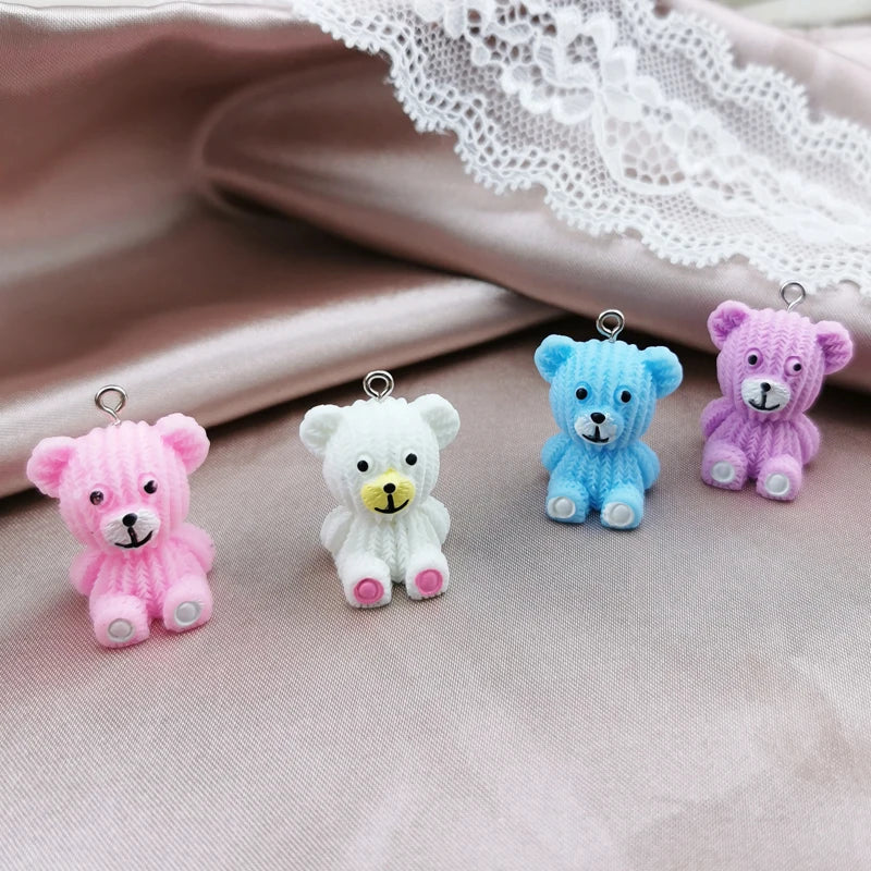 ApeUr 10pcs/pack 3D Bear Resin Charms Lovely Animals Earrings Pendant DIY Fashion Keychain Necklace Jewelry Accessories Handmade