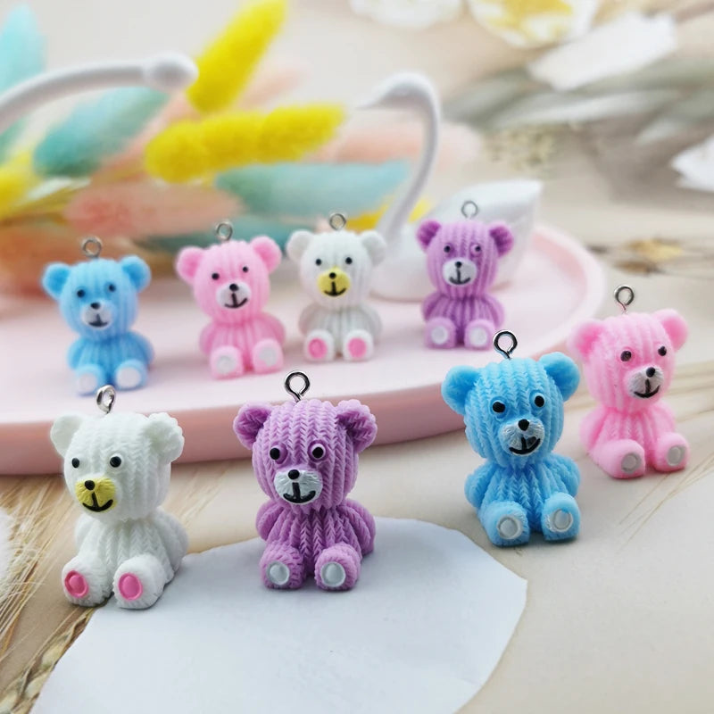 ApeUr 10pcs/pack 3D Bear Resin Charms Lovely Animals Earrings Pendant DIY Fashion Keychain Necklace Jewelry Accessories Handmade