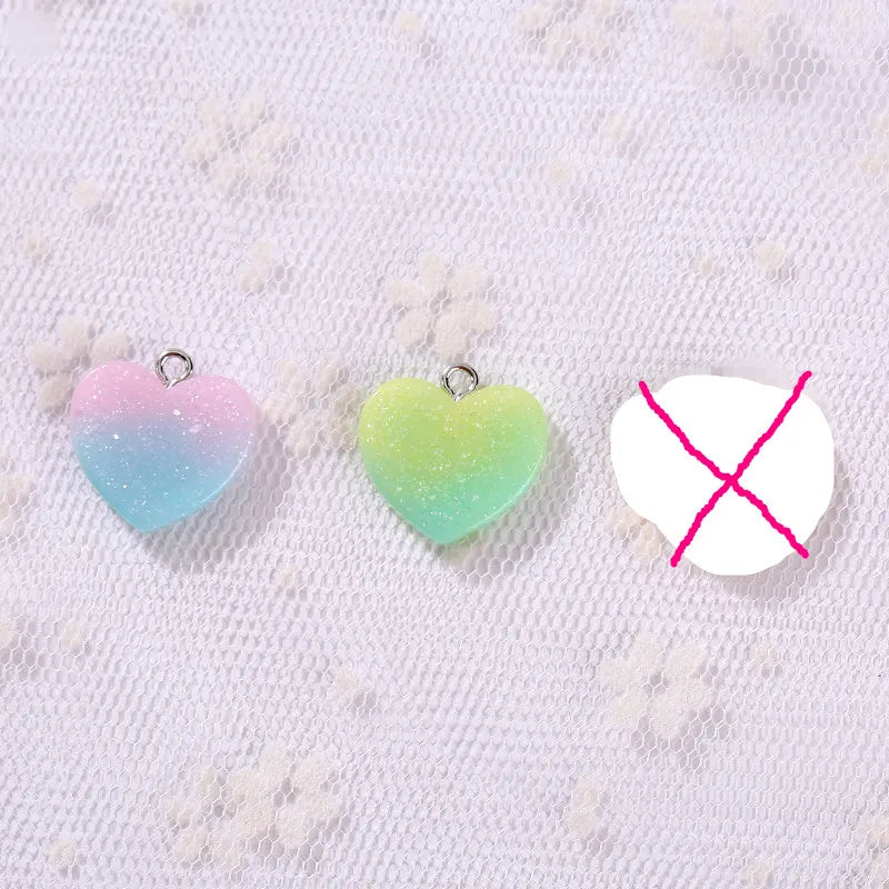 10pcs DIY earring pendant Flatback resin heart charms