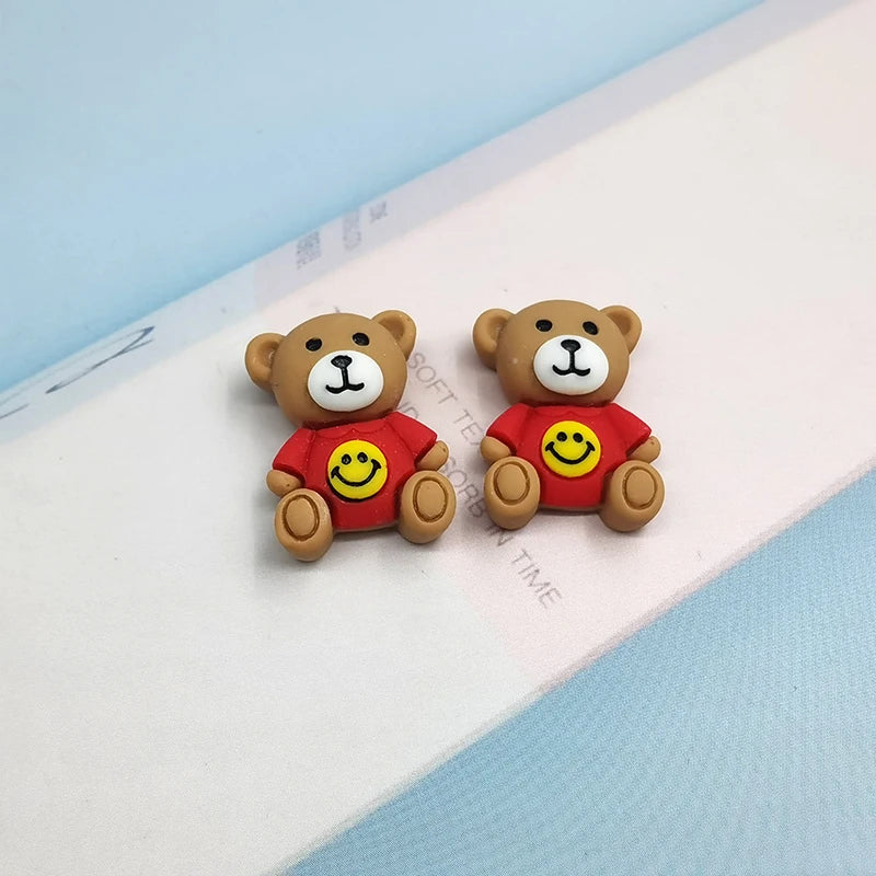 10pcs Colorful Smiling Face Bear Animal Resin Charms