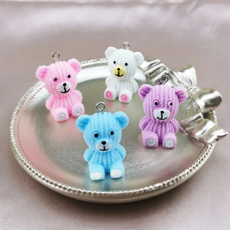 ApeUr 10pcs/pack 3D Bear Resin Charms Lovely Animals Earrings Pendant DIY Fashion Keychain Necklace Jewelry Accessories Handmade