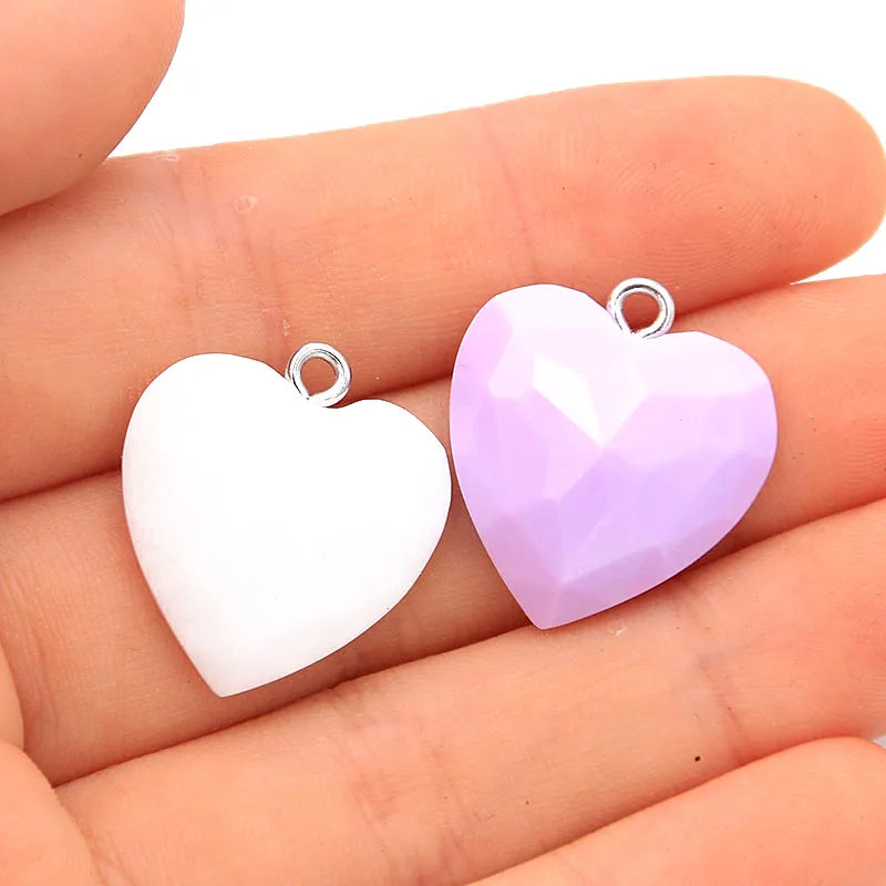 10Pcs 19X21MM Cute 5 Color Heart Resin Earring Charms