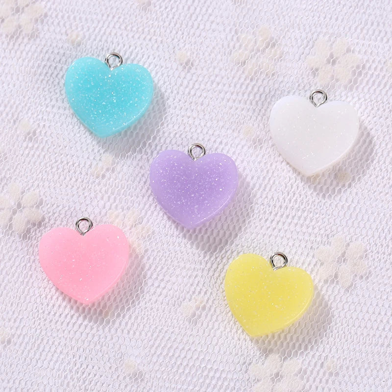 10pcs DIY earring pendant Flatback resin heart charms