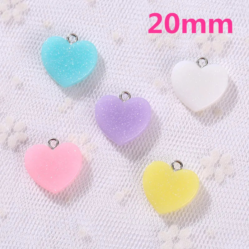 10pcs DIY earring pendant Flatback resin heart charms