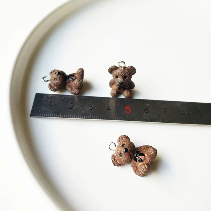 10pcs Lovely 3D Bear Resin Charms Pendant Findings Diy For Jewelry Making Small Bear Keychain Necklace Crafts Handmade Accessory