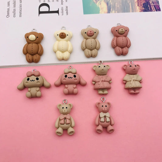 10pcs Kawaii New Hot Selling Miniature Cute Bear Charm for Earring Keychain Jewelry Accessory DIY Making