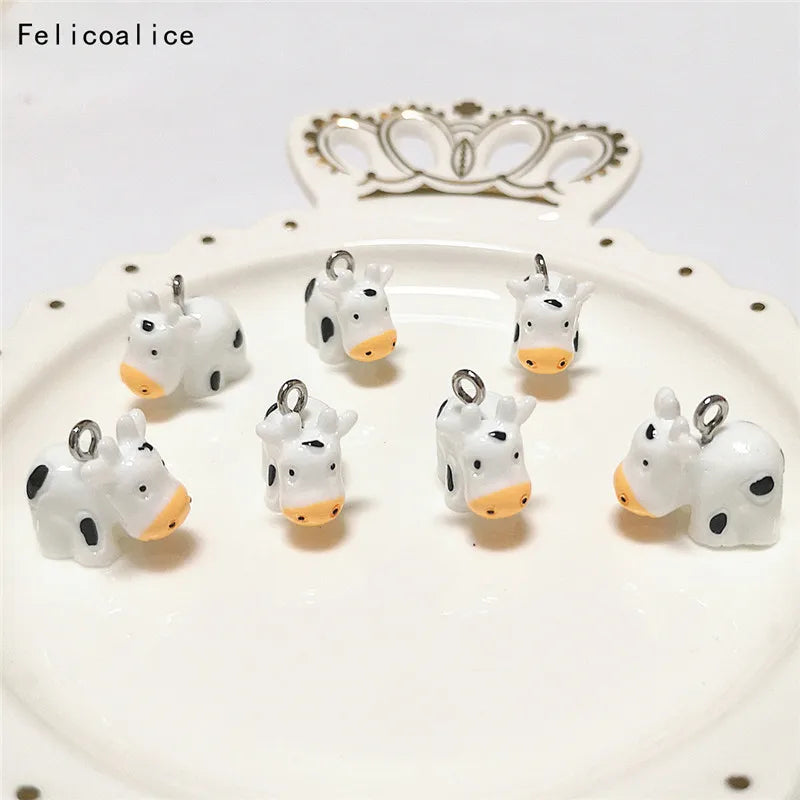 10pcs Cows Resin Earring Charms