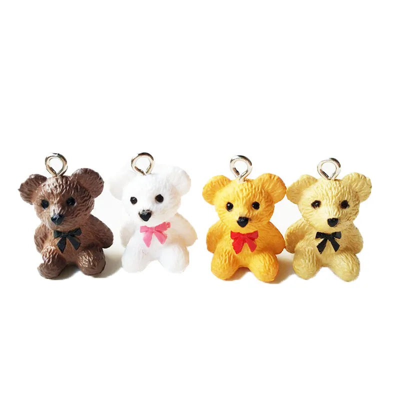 10pcs Lovely 3D Bear Resin Charms Pendant Findings Diy For Jewelry Making Small Bear Keychain Necklace Crafts Handmade Accessory