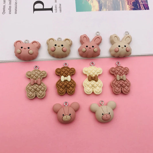 10pcs Kawaii New Hot Selling Miniature Bear Charm for Earring Keychain Jewelry Accessory DIY Making