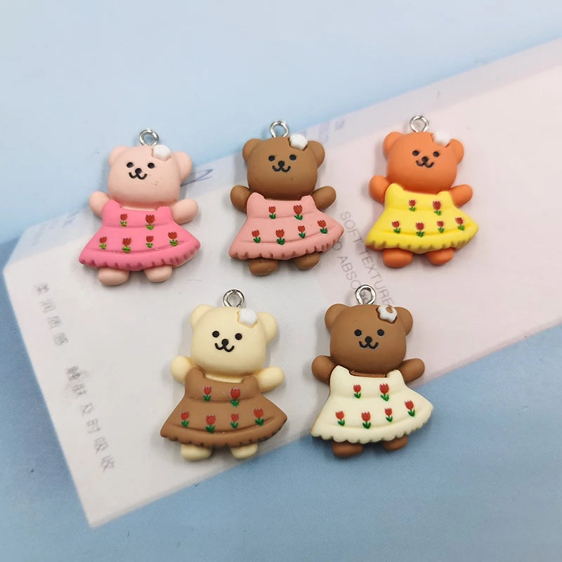 10pcs Simulated Animal Flower Bear Resin Charms Pendant DIY Earring Keychain Patch for Jewelry Making C716