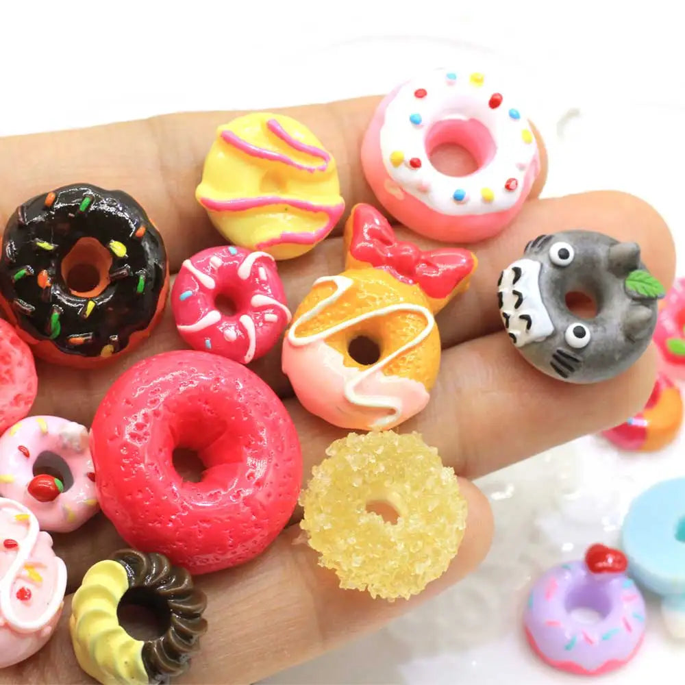 50/100/Set of  Assorted Resin Dessert Doughnut Cabochon Embellishment Flatbacks   Charms Donuts Scrapbooking Phone Case Decor