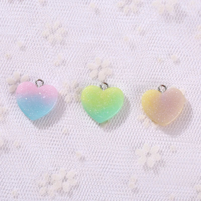 10pcs DIY earring pendant Flatback resin heart charms