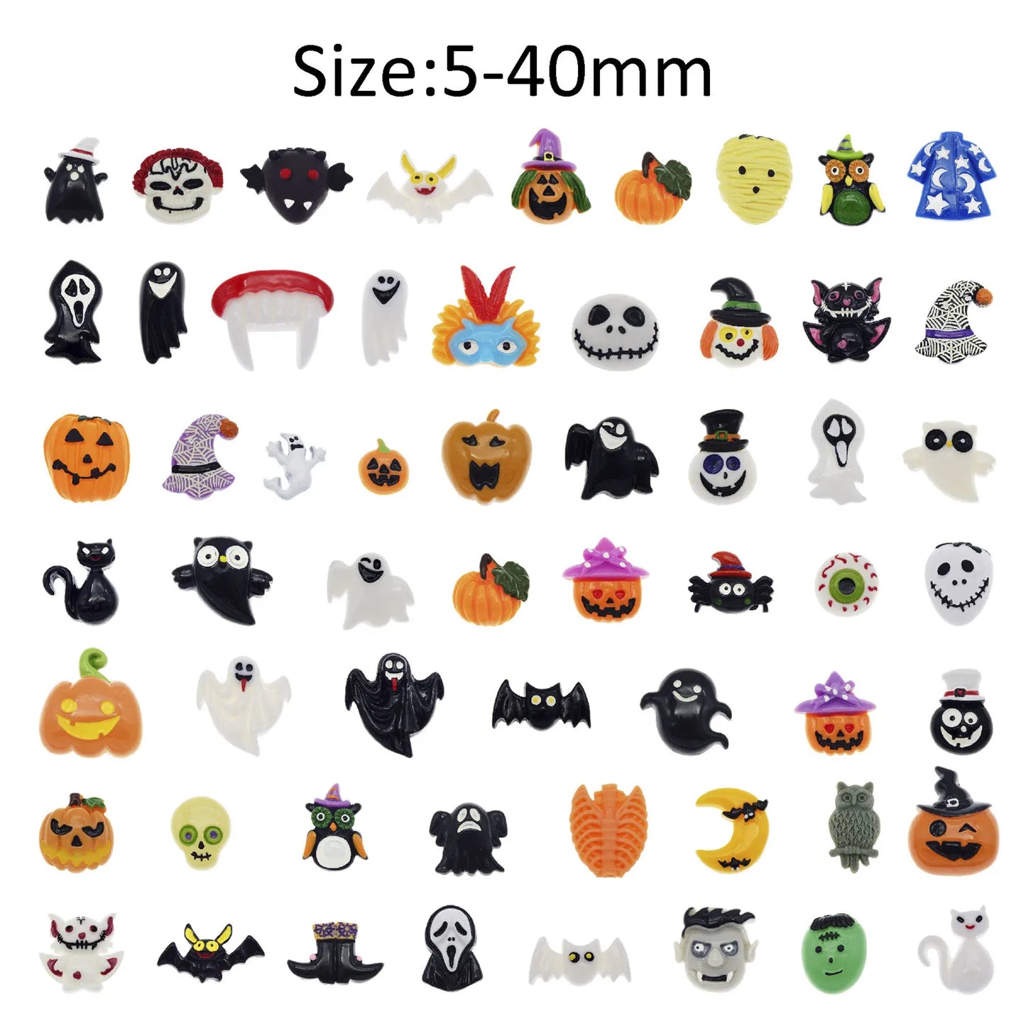 10pcs Mixed Halloween Series Flat Back Resin Funny Cartoon Ghost Pumpkin Embellishments DIY Craft Making Flatbacks Case Decors