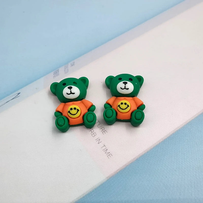 10pcs Colorful Smiling Face Bear Animal Resin Charms