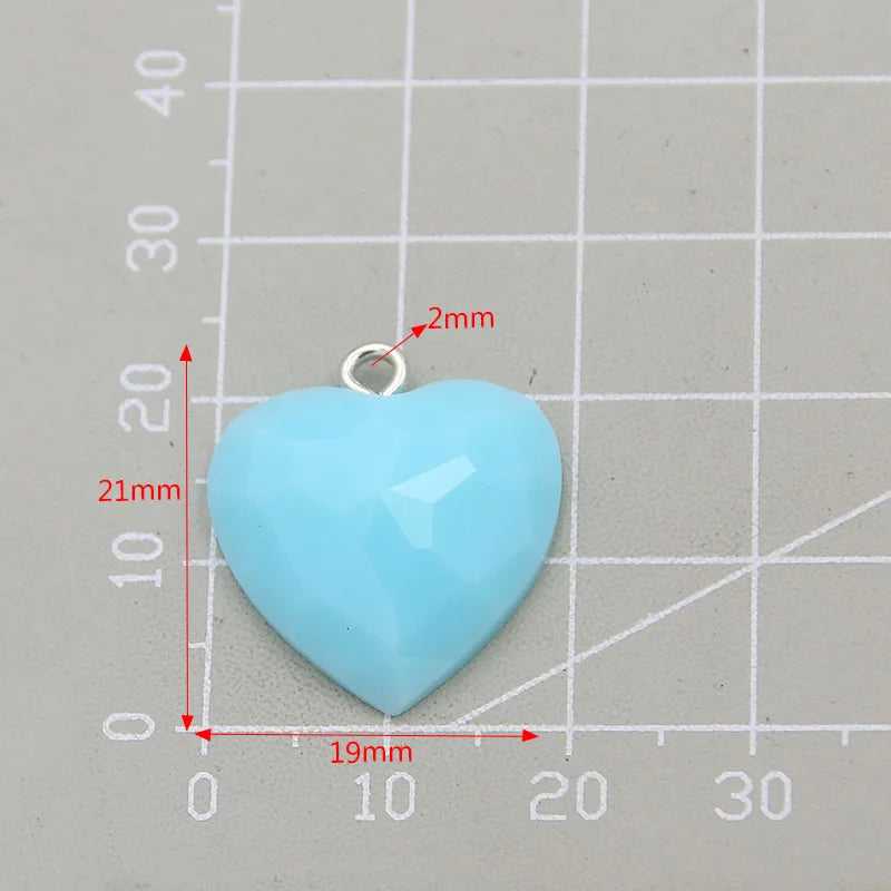 10Pcs 19X21MM Cute 5 Color Heart Resin Earring Charms