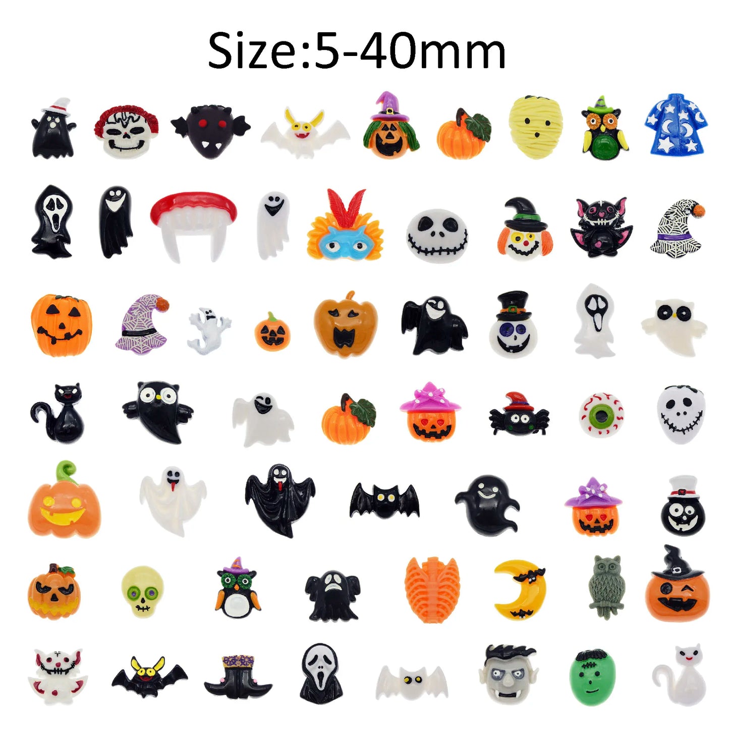 10pcs Mixed Halloween Series Flat Back Resin Funny Cartoon Ghost Pumpkin Embellishments DIY Craft Making Flatbacks Case Decors