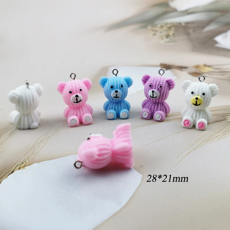 ApeUr 10pcs/pack 3D Bear Resin Charms Lovely Animals Earrings Pendant DIY Fashion Keychain Necklace Jewelry Accessories Handmade