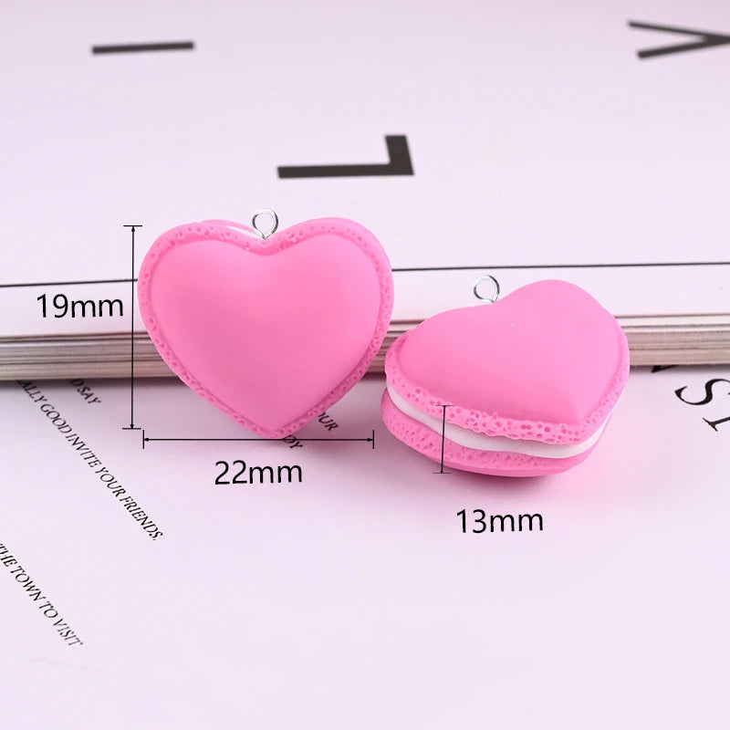 10Pcs Fashion Macarons Heart Pendant