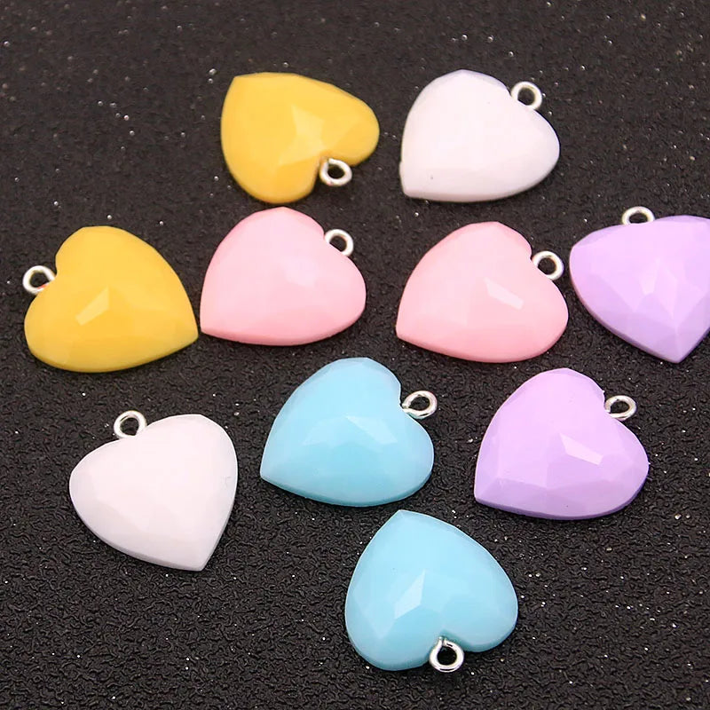 10Pcs 19X21MM 3D 5 Color Heart Cute Resin Earring Charms