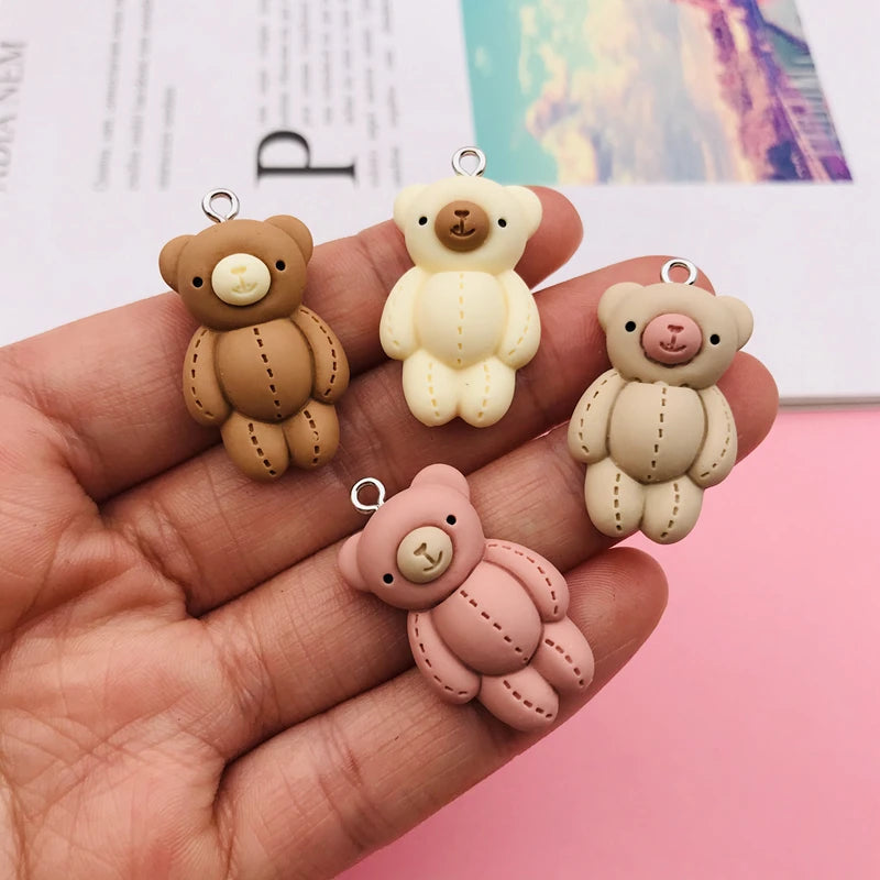 10pcs Kawaii New Hot Selling Miniature Cute Bear Charm for Earring Keychain Jewelry Accessory DIY Making