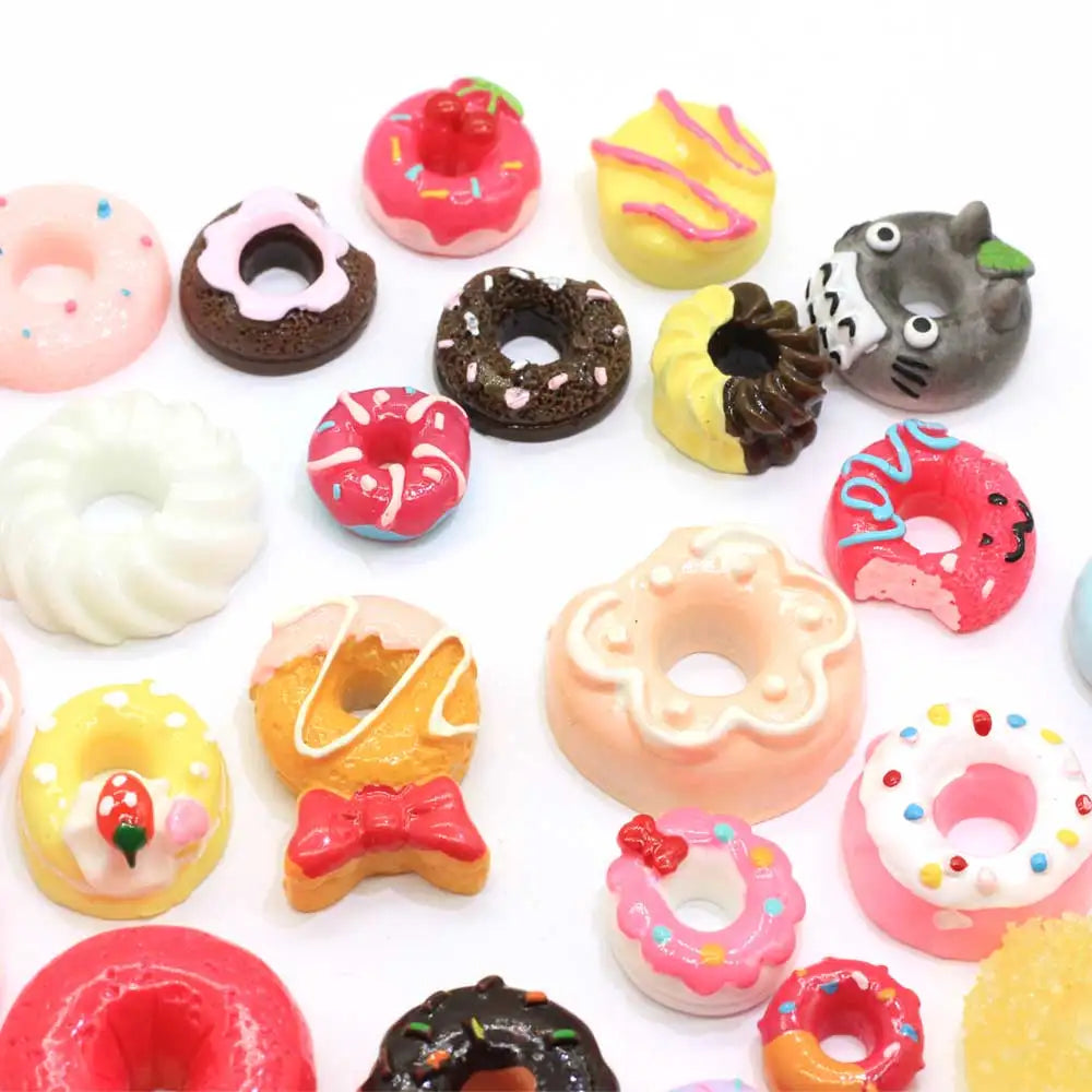 50/100/Set of  Assorted Resin Dessert Doughnut Cabochon Embellishment Flatbacks   Charms Donuts Scrapbooking Phone Case Decor