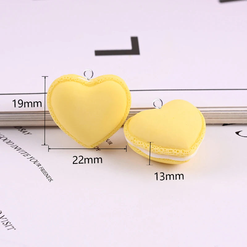 10Pcs Fashion Macarons Heart Pendant