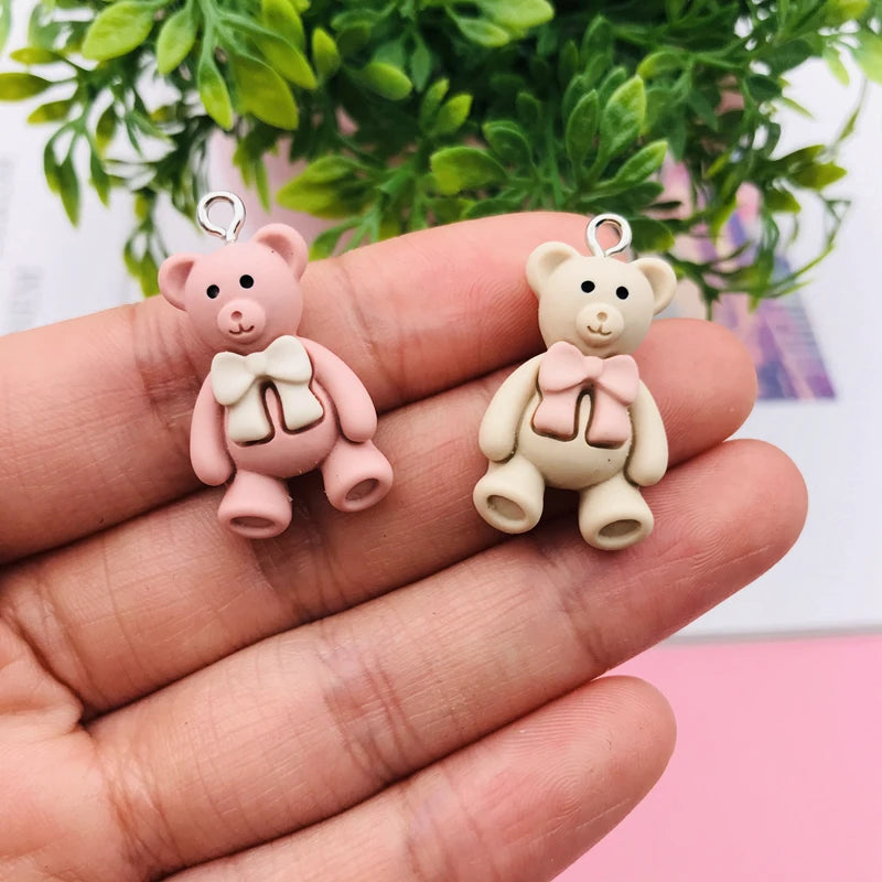 10pcs Kawaii New Hot Selling Miniature Cute Bear Charm for Earring Keychain Jewelry Accessory DIY Making