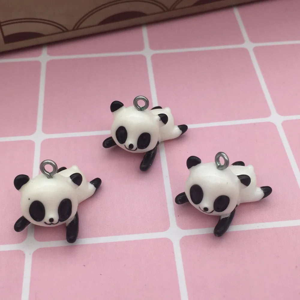 let's start!Cute animal charms. 3D resin,Crouching panda,resin three-D animal pendant for key chain/phone decoration,DIY.21x13mm