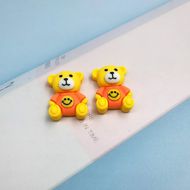 10pcs Colorful Smiling Face Bear Animal Resin Charms