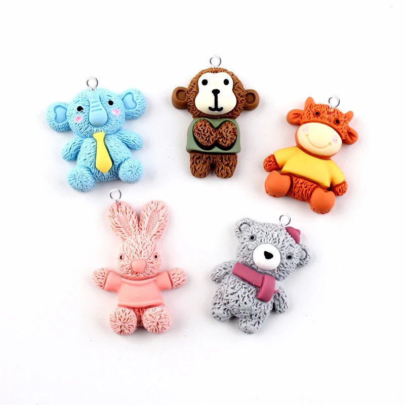 10Pcs Cute Animal Resin Charms