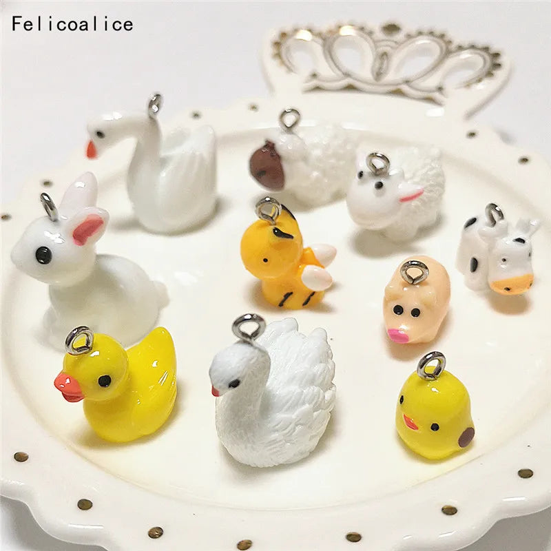 10pcs Cows Resin Earring Charms