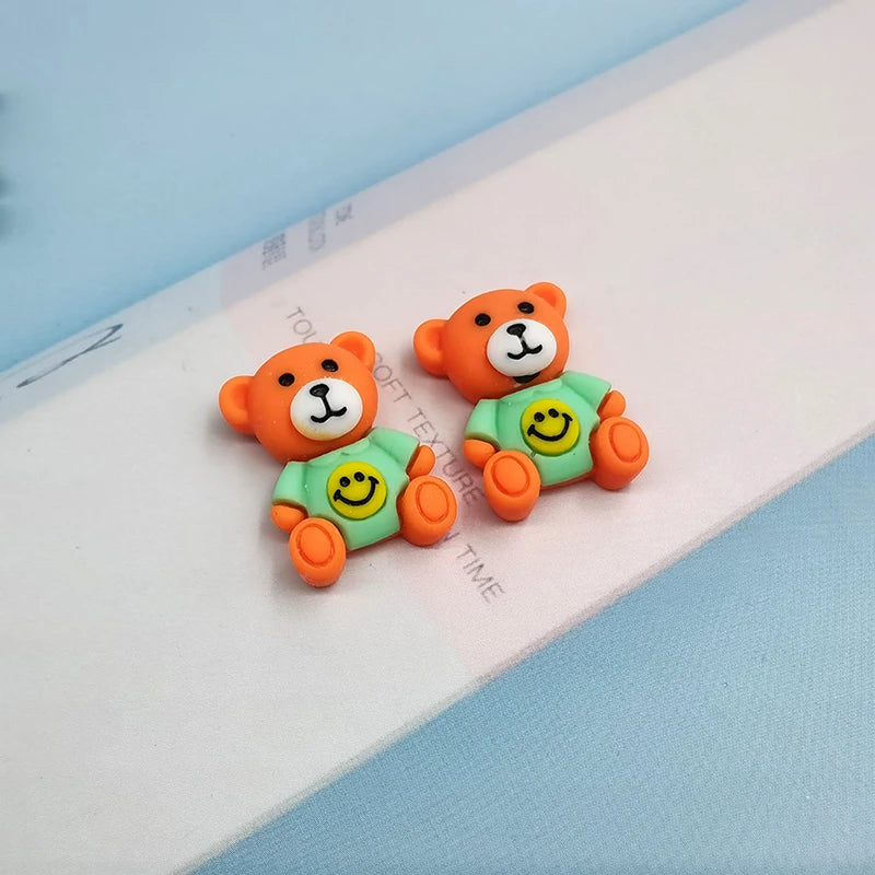 10pcs Colorful Smiling Face Bear Animal Resin Charms