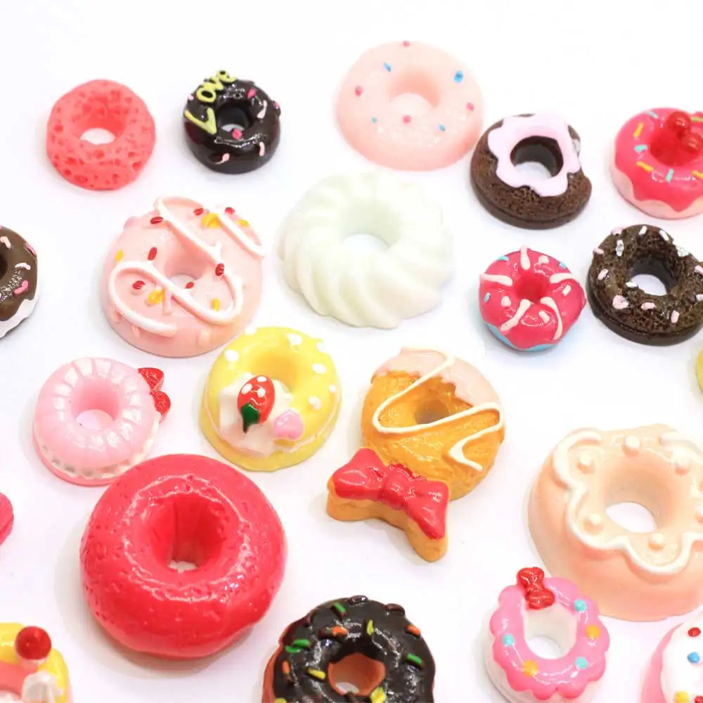 50/100/Set of  Assorted Resin Dessert Doughnut Cabochon Embellishment Flatbacks   Charms Donuts Scrapbooking Phone Case Decor