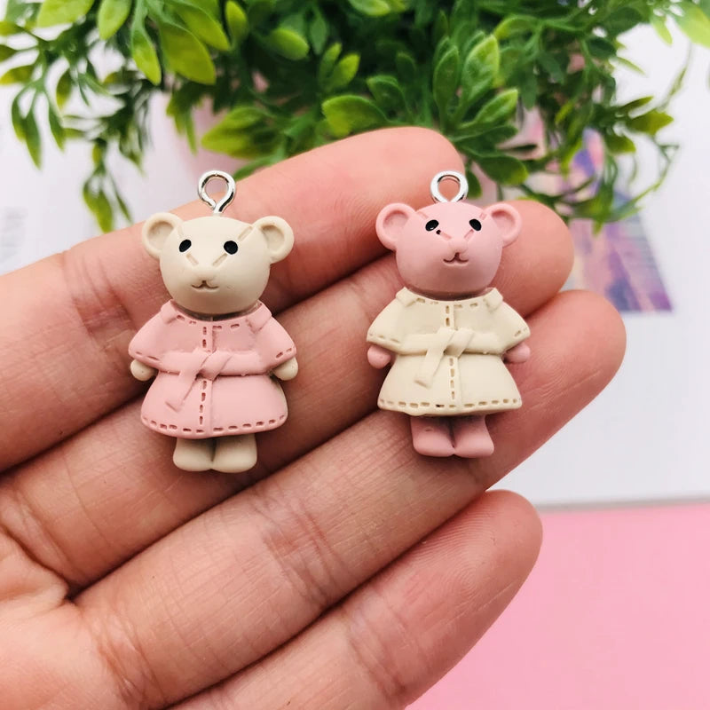 10pcs Kawaii New Hot Selling Miniature Cute Bear Charm for Earring Keychain Jewelry Accessory DIY Making