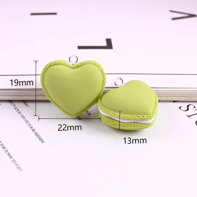 10Pcs Fashion Macarons Heart Pendant