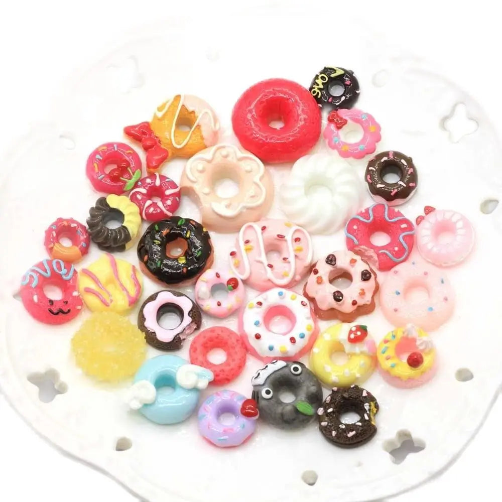 50/100/Set of  Assorted Resin Dessert Doughnut Cabochon Embellishment Flatbacks   Charms Donuts Scrapbooking Phone Case Decor