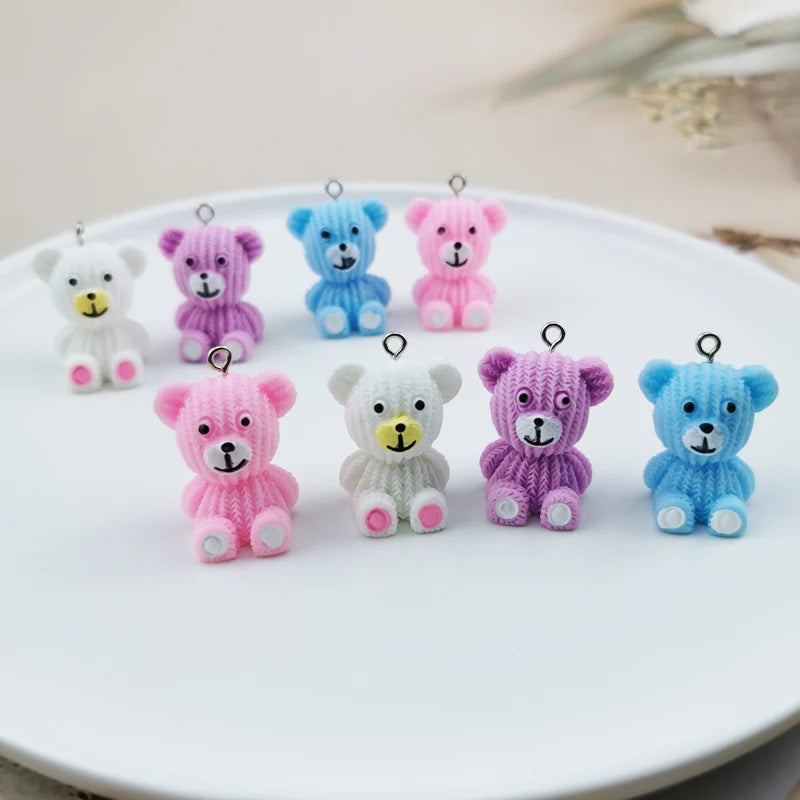 ApeUr 10pcs/pack 3D Bear Resin Charms Lovely Animals Earrings Pendant DIY Fashion Keychain Necklace Jewelry Accessories Handmade