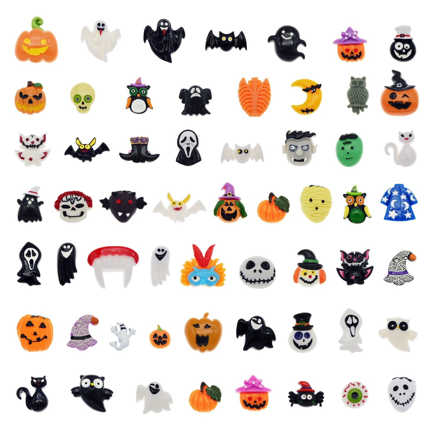 10pcs Mixed Halloween Series Flat Back Resin Funny Cartoon Ghost Pumpkin Embellishments DIY Craft Making Flatbacks Case Decors