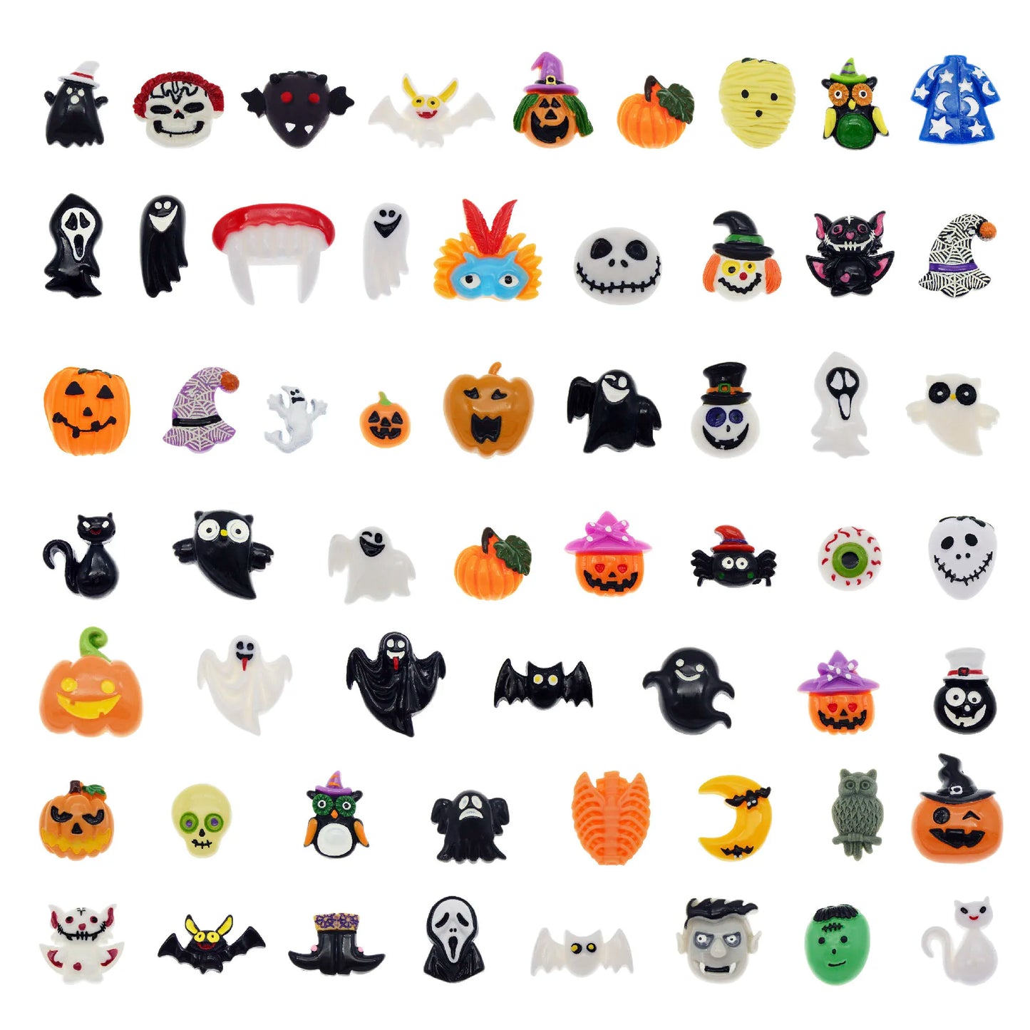 10pcs Mixed Halloween Series Flat Back Resin Funny Cartoon Ghost Pumpkin Embellishments DIY Craft Making Flatbacks Case Decors